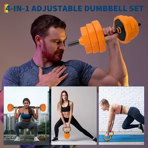 Adjustable Dumbbells 44Lbs, Free Weight Set with Connector, 4 in 1 Multifunctional Set Convertible to Barbell, Kettlebells & Push Up Stand for Home Gym