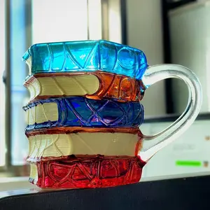 3D Painted Stacked Book-Shaped Mug, Innovative Colorful Coffee Cup, Perfect Gift for Literature Lovers