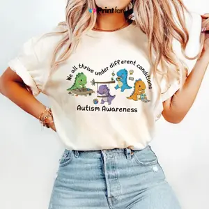 Comfort Colors Autism Dinosaur Inclusion Shirt, Autism Awareness Graphic Tee, Neurodiversity Mental Health T-shirt, SPED Teacher Gift - Printfamily