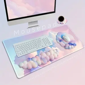 4pcs Ergonomic Cloud Keyboard Wrist Rest Set - Memory Foam Wrist Support Mouse Pad for Typing - Non-Slip Base for Home Office Computer Laptop Gaming - Health Protector for Women