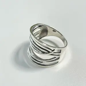 Sterling Silver 925 Multi Layering Wide Band Ring