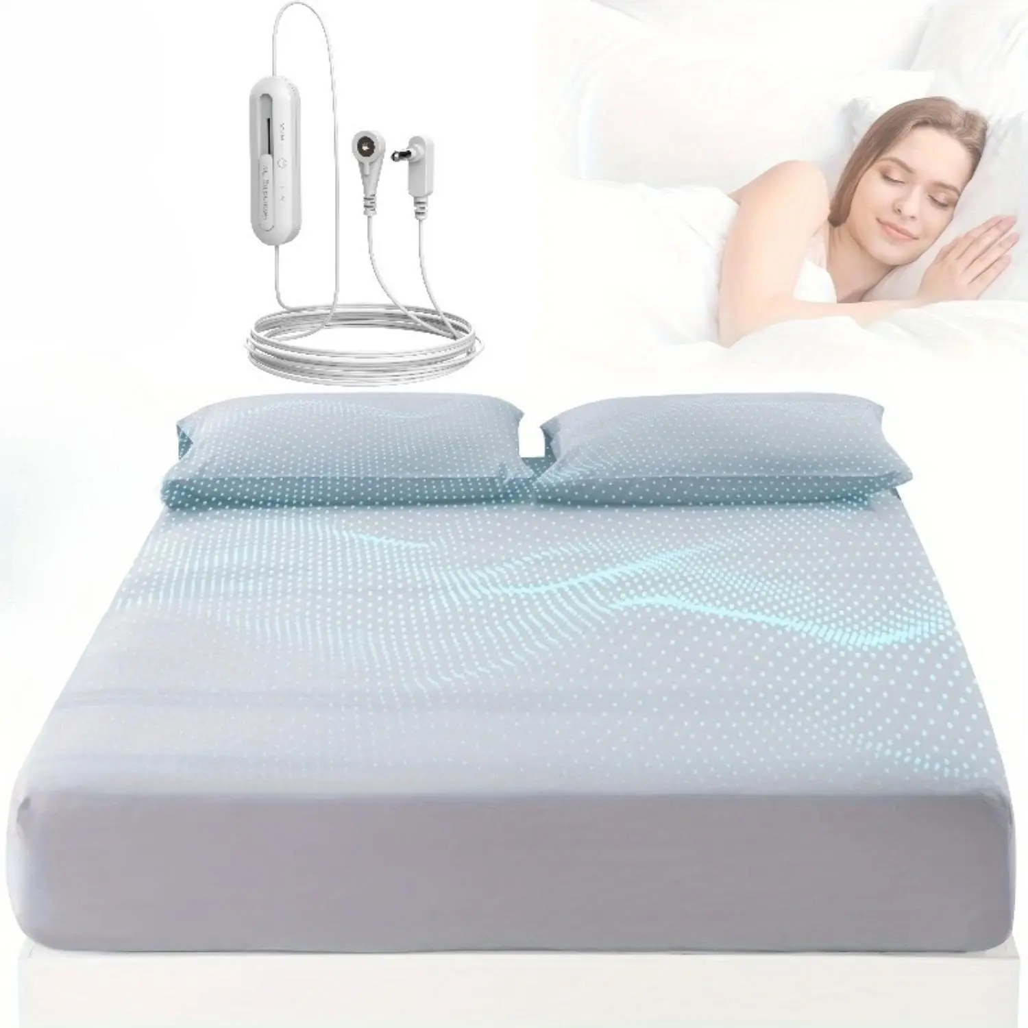 Earthing Grounding Fitted Sheet - 95% Organic Cotton, 5% Silver Fiber, Smooth, Breathable, Durable, Deep Pocket, with Grounding Cord, Machine Washable, Solid Colors, Natural Wellness Support, Compatible with Twin XL/Full XL/King Sizes for Bedroom Use