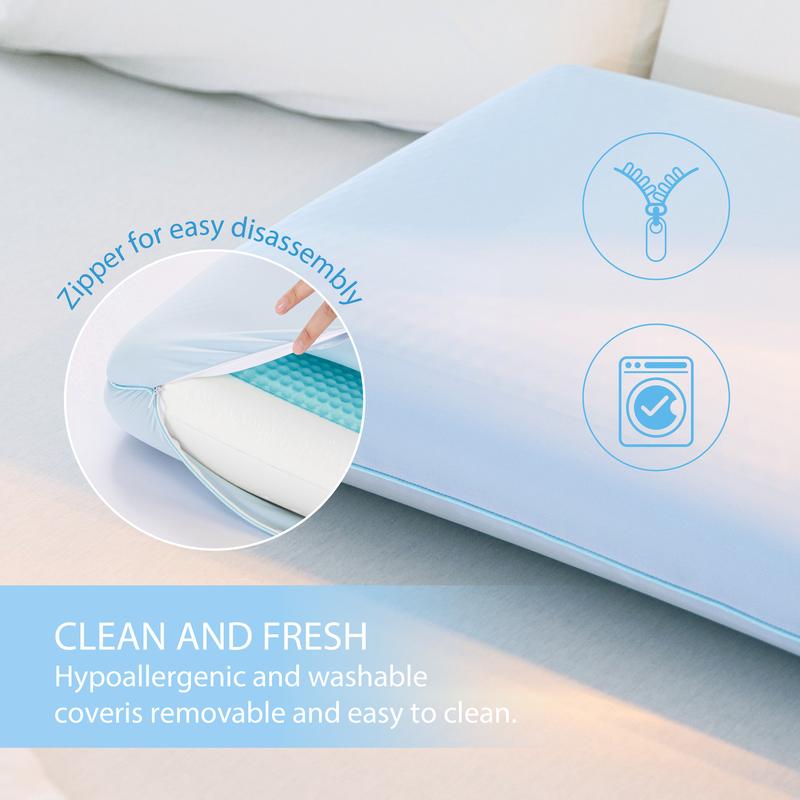 Outdoorfun EGO Cooling Gel Pillow with Memory Foam, for Hot Sleepers, Queen, 1 Count (Pack of 1)