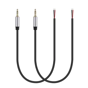 2-Pack Replacement 3.5mm Male Plug to Bare Wire Open End TRS 3 Pole Stereo 1/8" 3.5mm Plug Jack Connector Audio  for Headphone Headset Earphone  Repair