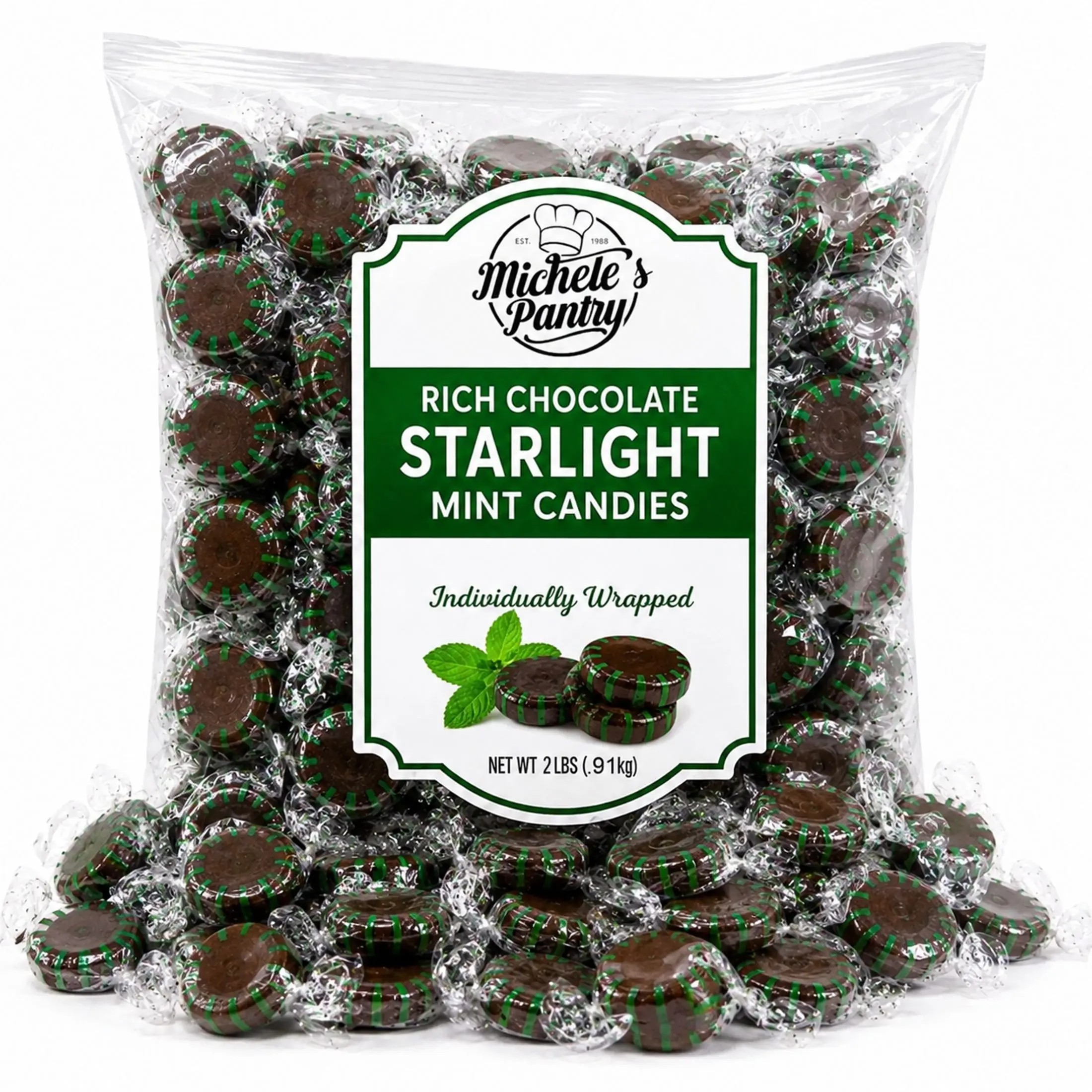Michele's Pantry Chocolate Starlight Mints Bulk Wrapped Candy 2 lbs