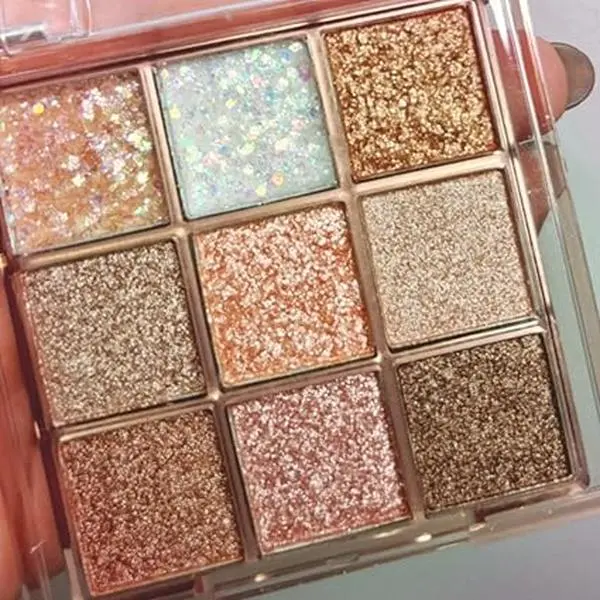 Glitter Shimmer Eyeshadow Makeup Palette, Sparkle Neutral Eye Shadow Palettes Highly Pigmented Long Lasting Waterproof , Pink White Golden Brown Eye Glitter