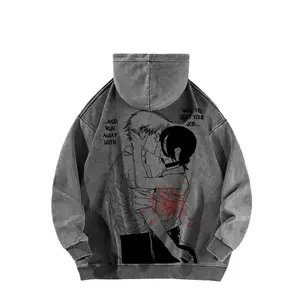 Japanese-style art, anime and manga style, double-sided hooded sweatshirt, pure cotton, unisex, patterned American-style sweatshirt.