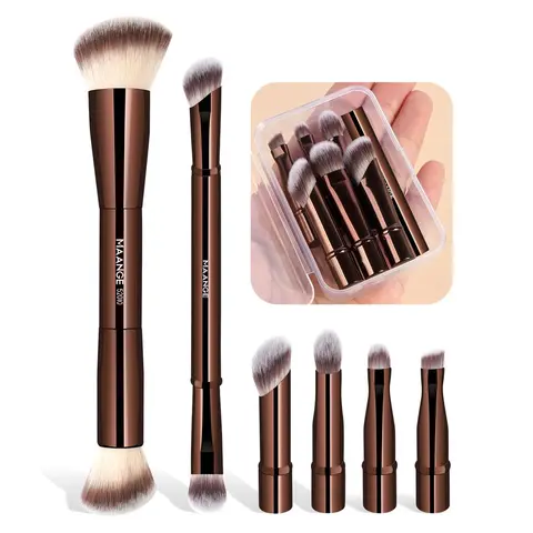 Makeup Brush Set, 1 Set Dual-head Facial Makeup Brush & Removable Replaceable Brush Head & Box, Portable Eye Makeup Brush for Christmas Gift, Multifunctional Makeup Brushes, Cosmetic Brushes, Beauty Brushes, Makeup Tools with Soft Fiber