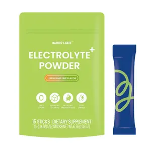 NATURE'S GATE Lemon Lime Electrolyte Powder - Daily Hydration Mix with Vitamins, Minerals, 15 Sticks