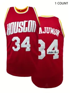 Men's #34 Red Letter Embroidery Sports Shorts Jersey Basketball, Breathable Quick-Drying, 100% Polyester, Loose Fit, All-Season Wear for Basketball, Running, Tennis, Golf, Beach & Outdoor Activities