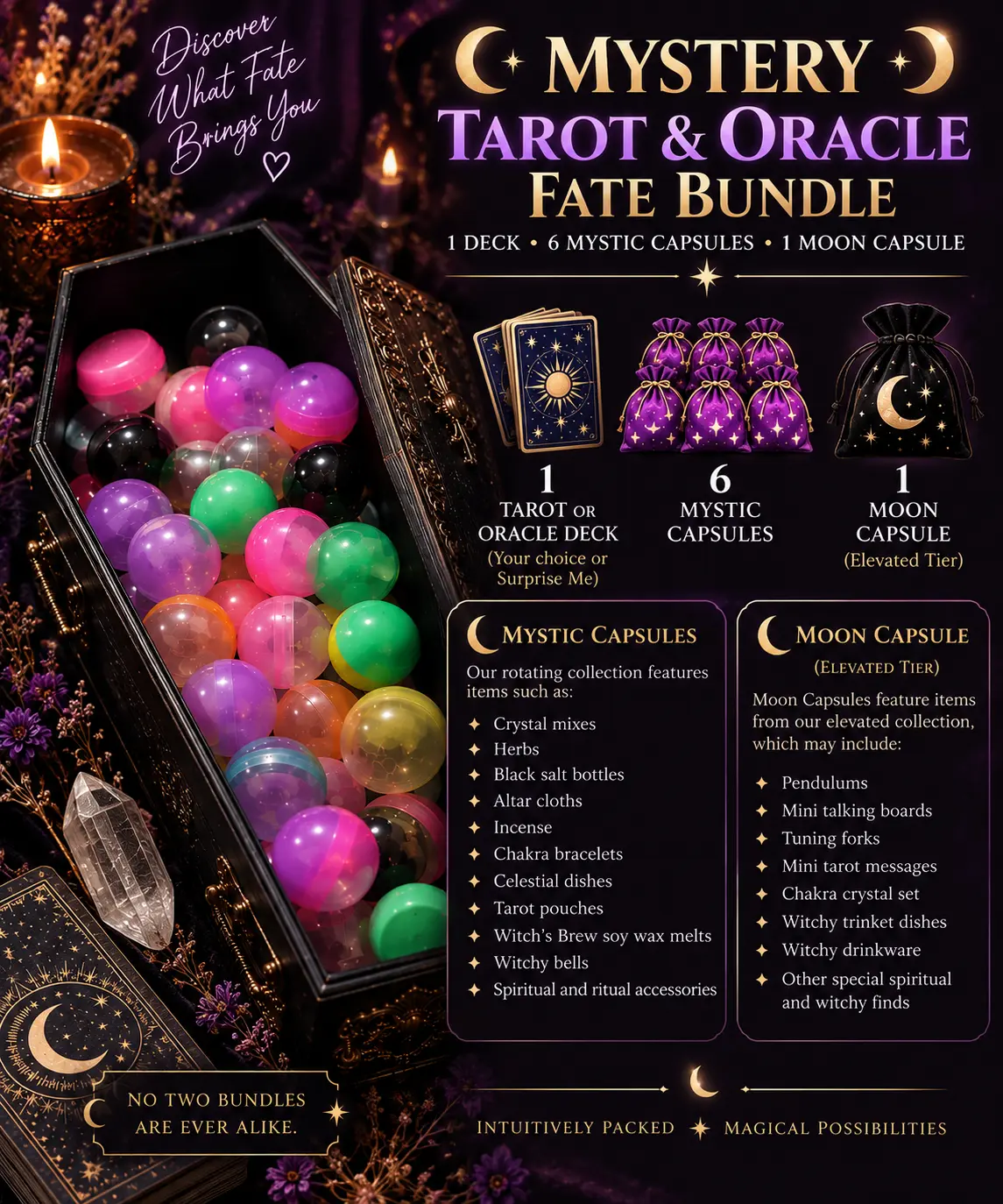 Tarot & Oracle Mystic Bundle – 6 Treasure Capsules + Moon Capsule