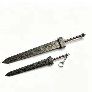 Elden Ring Video Games Themed Keychain - 22cm/30cm Floral Pattern Damascus Steel Grain Scratch-Resistant Metal Toy Model, 30cm Gift Box Version, Cosplay & Content Prop Fashion Costume Jewelry Decor