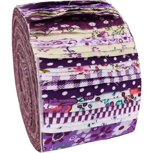 Jelly Roll 40 Strip Bundle Precut Cotton Quilting 2.5" x 40" in Vintage Floral and Prints for Sewing, Blanket, Rug, Patchwork (Violet)