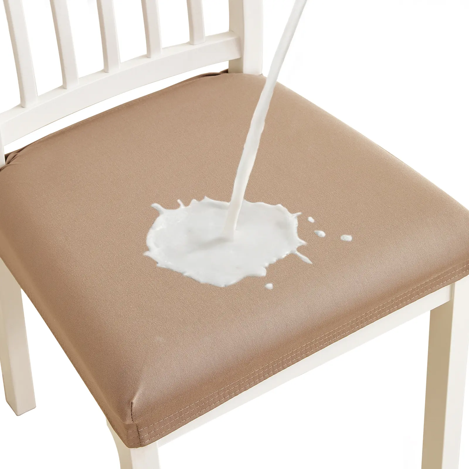 Universal Chair Cover Set (2/4/6/8 Pcs) - 2pcs Classic Solid Color Waterproof Brushed Fabric Dining Chair Protectors, Stain Proof, Snug Elastic Hold, Durable, Easy to Install, All Seasons, Fits Most Standard Seats for Minimalist Home, Party Use