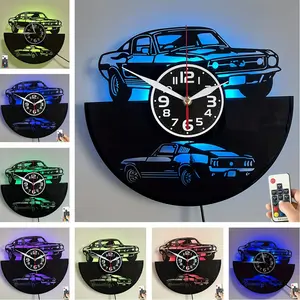 Vintage Classic Car Wall Clock, LED Silent Clock, Handmade Design for Birthday Christmas Decor, Kitchen Office Art Wall Decoration