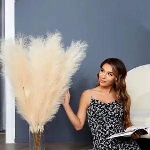 10PCS Faux Pampas Grass Decor FT Tall Fake Pompas Floral Large Artificial Pompous Grass Branches Plants For Floor Vase Filler Home Boho Decor.Mocha Brown