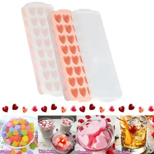 2PCS Silicone Heart Ice Trays, 24-Cavity Mini Ice Cube Molds with Lid - Food-Grade, BPA-Free & Flexible for Easy Release - Perfect for DIY Drinks, Chocolates, Jellies, Candles & Small Soaps
