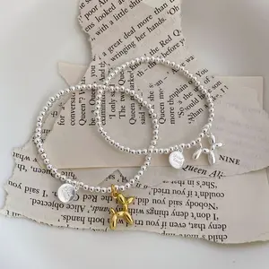 [New Product Offer] Balloon Dog GOODLUCK Letter Round Brand Bracelet Women's Niche Fashion Design Bead Elastic Rope Bracelet