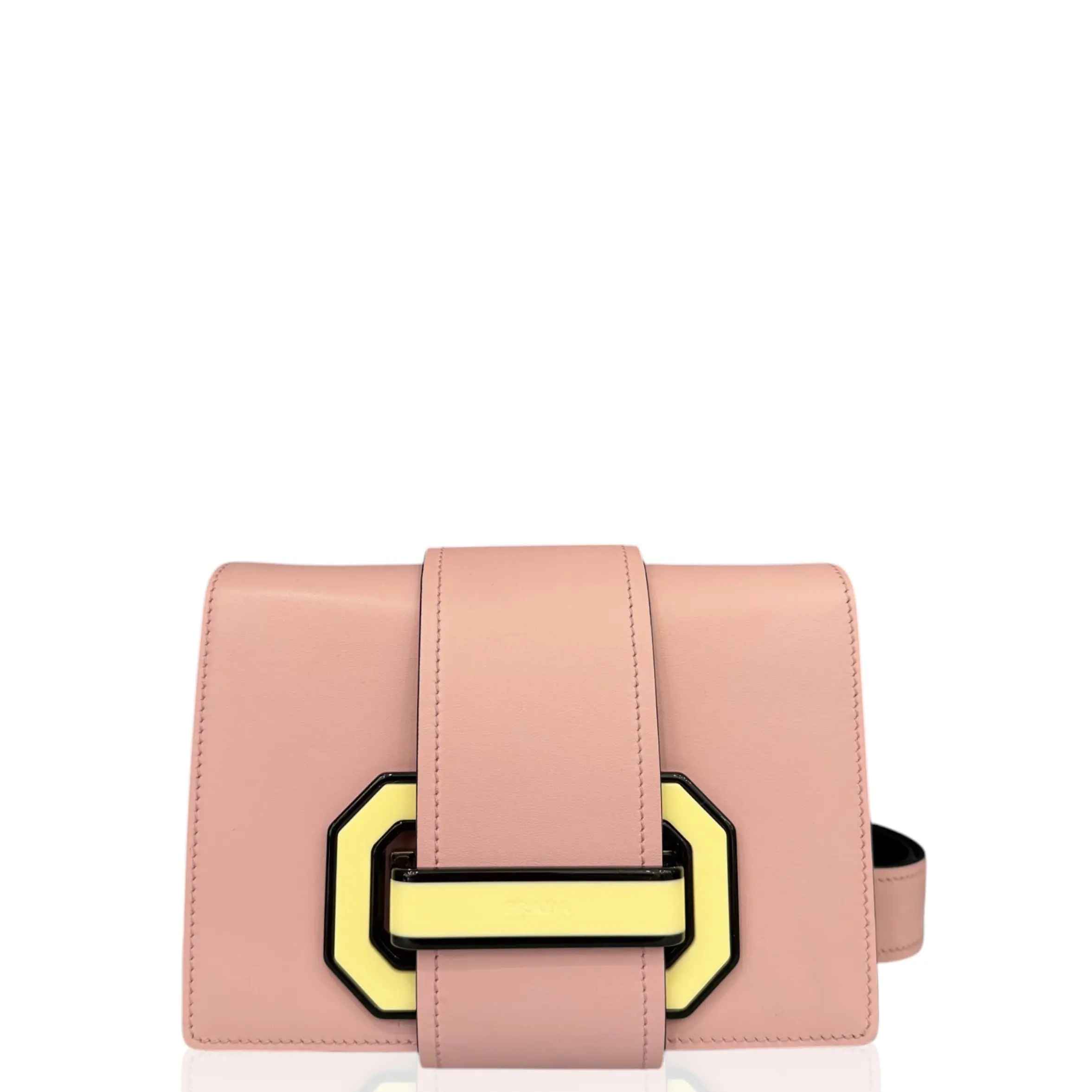 Pre-owned PRADA Leather Shoulder Bags Plex Ribbon Bag Smooth Calfskin Pink (qy040126c9)