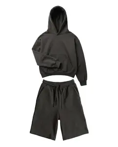 Athletic Z25 Cropped Hoodie & Z24 Baggy Shorts 530GSM Organic Fleece-Back Jersey, Volcanic Ash