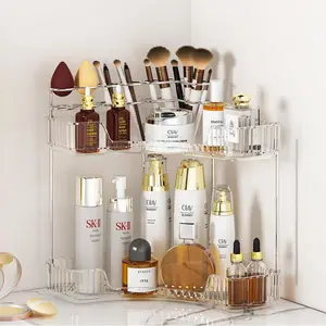 STYRKE Bathroom Counter Organizer, 2-Tier Corner Bathroom Organizer Countertop with Makeup Brush Holder, Vanity Makeup Cosmetic Storage, Corner Storage Organizers for Bathroom,, Dresser