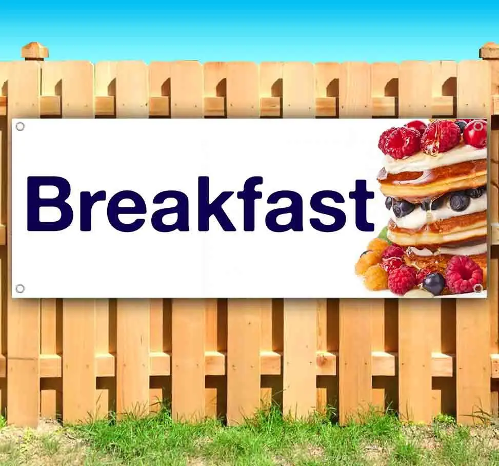 Breakfast Vinyl Banner – Heavy-Duty 13 oz Indoor/Outdoor Business Sign – Multiple Sizes