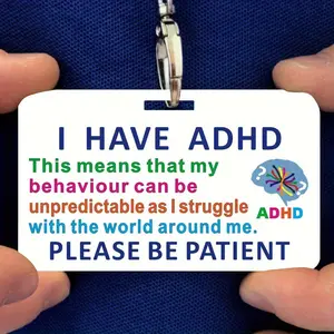 ADHD Card with Lanyard, Waterproof & Non-fading ADHD Warning Card, I Have ADHD Card for ADHD Person
