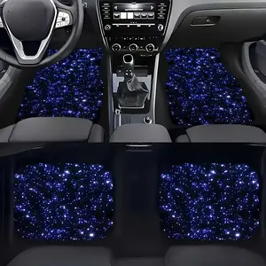 4 Piece Blue Galaxy Star Car Floor Mats, Car Accessories, Anti-Slip Dustproof Polyester Fiber, Front and Rear Design, Ideal Gift for Cars and Suvs