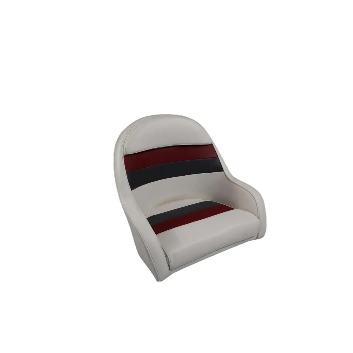 Horizon 3006-AAEC 26 in. Premium Series Pontoon Bucket Style Captain Chair, White, Red & Charcoal
