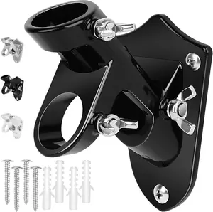 Flag Pole Holder, Outside House Flag Pole Bracket, Heavy Duty Metal Flag Mount,  Alloy Mounting Brackets, Outdoor Flag Holder-  Rust Free, Dual Position 1 inch Black