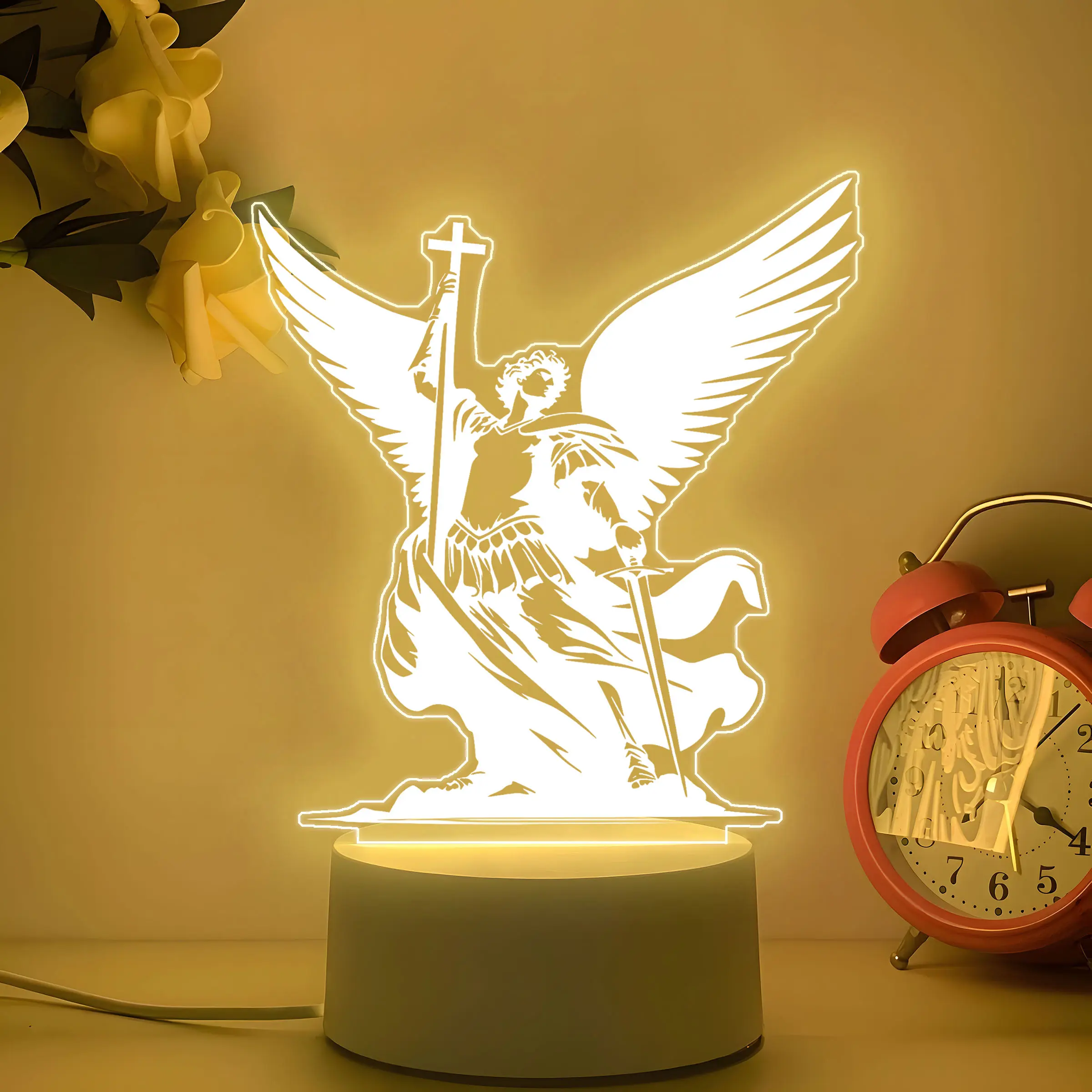 Acrylic Angel Night Light, USB Powered Warm LED Lamp, Ambient Night Light, Home Decor & Gift Idea, Perfect for Festive Occasions