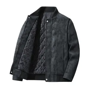 Men's Black PU Leather Bomber Jacket - Quilted Lining, Warmth & Style in One Casual Coat