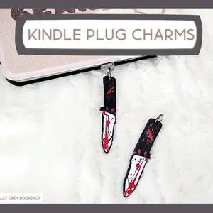 Kindle Dust Plug Charm, Halloween, Spooky, Red, Horror, Knife, Book Lover, Gift, Kindle Charm, Dust Plug