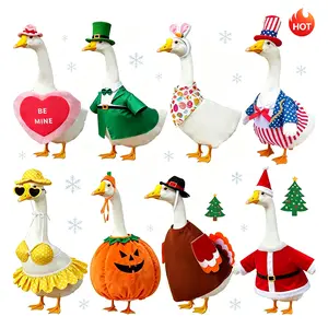 8 Piece Festive Porch Goose Costume Set All Seasons Suitable Includes Valentine's Day St Patrick's Day Easter Summer July 4th Fall Halloween and Christmas Outfits Lawn Patio Goose Decor Accessories Goose Not Included