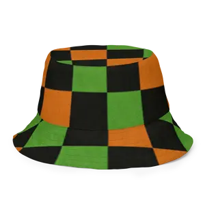 Green & Orange Checkerboard Bucket Hat