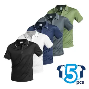 5pcs Ice Cool Breathable Turn-down Collar Polo Shirt Multicolour Business Casual Short Sleeve Summer Quick Dry Workwear