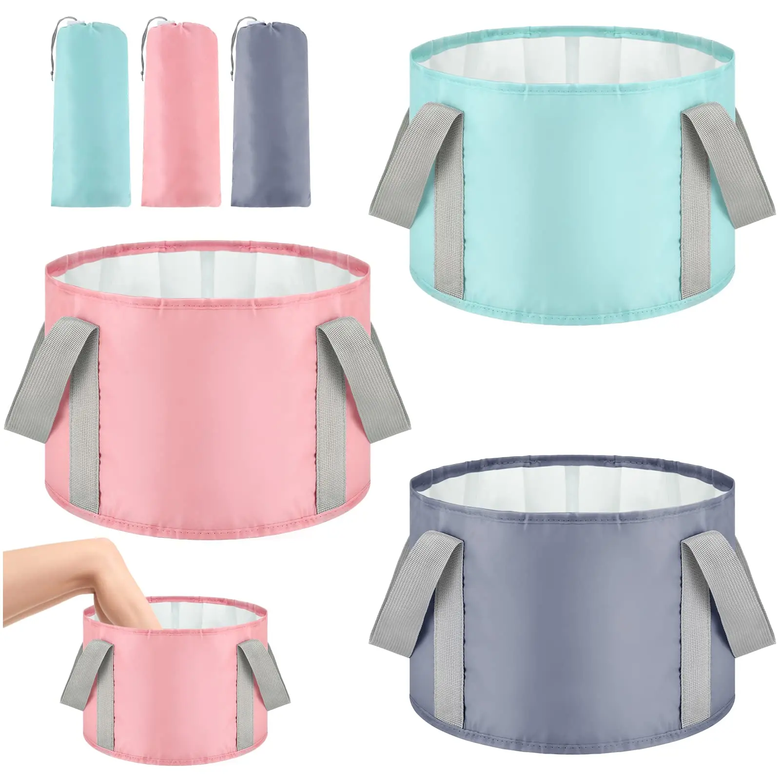 3 Pieces Collapsible Portable Foot Soak Tub Soaking Bath Basin Multifunctional Foldable Bucket Washing Camping Pedicure Bowl Outdoor Water Container For Fishing Hiking Spa Travel  Colors 14 L