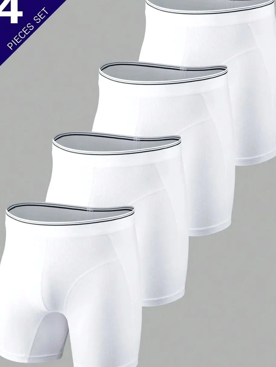Underwear for men - 4-Pack Men's Long Boxer Briefs, Breathable Stretch Cotton Underwear, Slim Fit Sports Shorts underwear boxers cotton underwear boxers for men