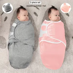 Baby Blanket Set with Hat, Swaddle, Soft Bedding, Super Soft Comfortable Skin-Friendly, Cute Print Design, Suitable for Newborn Boys and Girls, Easy Wrap