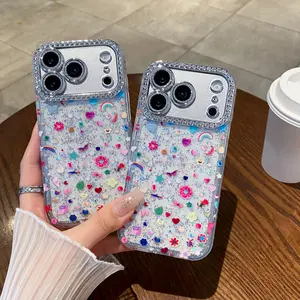 Apple iPhone Series New Phone Case, Creative Rainbow Candy Jar Design, Full Diamond Half Cover Large Hole Anti-Drop Fashion Protection