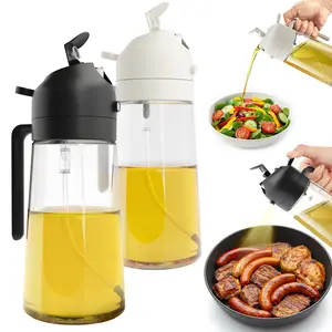 2 Pcs Savory Oil Spray Bottle for Cooking - 470ml Refillable Glass Olive Oil Mister with Fine Mist, Non-Drip Design for Air Fryer, Grilling, Roasting & Kitchen Use - Dispensers, Utensils Dispensers