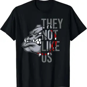 They Not Like US Funny Bulldog American Football Game Day T-Shirt Classic Cotton T-Shirt Timeless Style Staple Gift for Men Women Dad Mom Friends