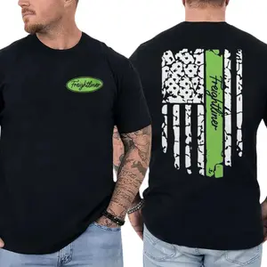 Freightliner T-Shirt, Featuring Distressed Flag Design with Green Logo T-Shirt