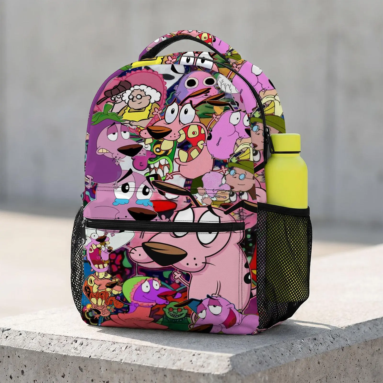 Courage-the-Cowardly-Dog Cute Cartoon School Backpack for Teen Boys | Aesthetic Print Bookbag for Kids & Students | Large Capacity Casual Daypack