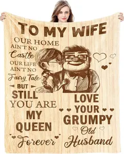 Gift for Wife from Husband to My Wife Blanket Wedding Anniversary Romantic Gifts for Wife Birthday Christmas Valentine's Mother's Day Healing Thoughts Blanket Presents for Her