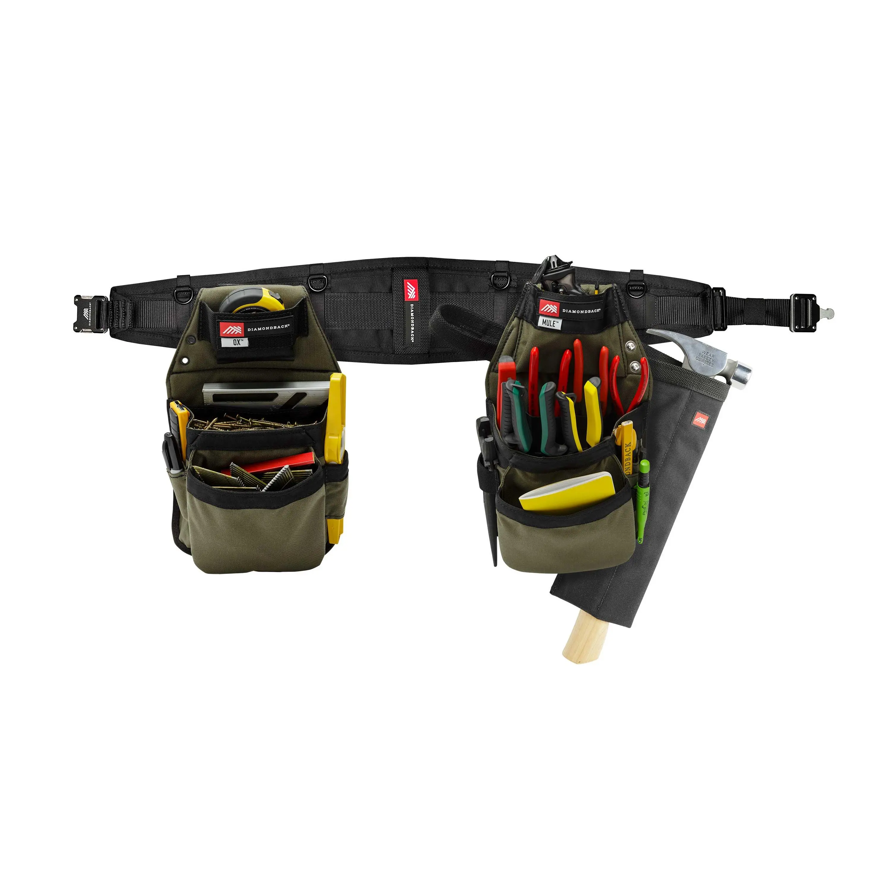 Classic GRRande 2.0 Tool Belt System, 6” Belt Tool Organizer with 13 Slots, 2 Loops, 5 Pockets for Handyman Use, Tool Organization, Slots & Pockets