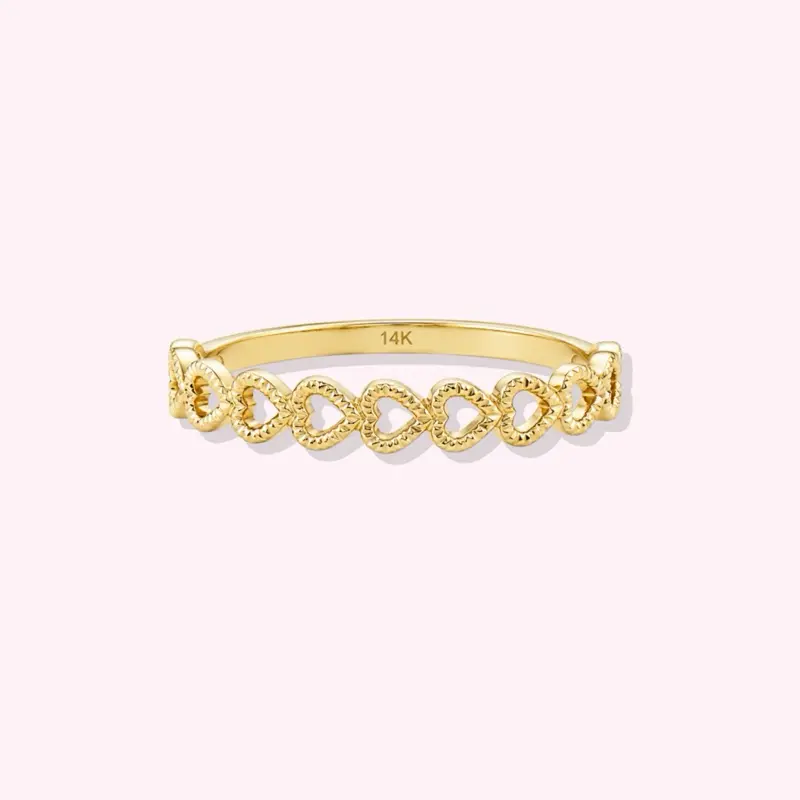 14K Solid Gold Heart Ring Size 7