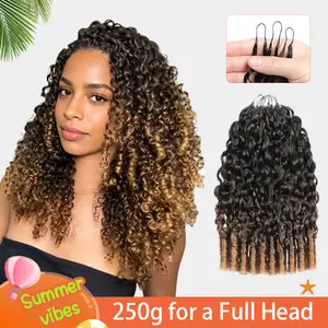 【New Color】ElNbeauty Crochet Hair Human Hair Extensions T30# T350# Pre-Separated for Miracle Knots Boho Braids Burmese Curly 50g/Pack, 4-5 Packs for Full Head, Multiple Curly & Wave Textures Protective Hairstyles For Black Women Vacation Hair #Summervibes
