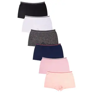 6 Pack Women’s Stripe Boyshorts Panties Seamless Underwear Tag-Free Underpants with athletic-inspired stripe detail on a no-roll waist band Womenswear