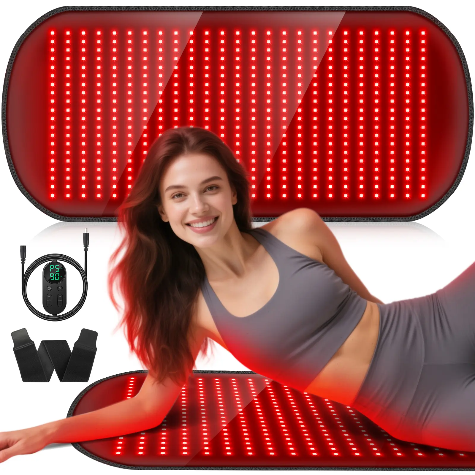 Oversize Red Light Therapy Mat for Full Body, 35.4" x 17" Near Infrared Light Pad with 660nm & 850nm Wavelengths, 500 LEDs, Dual Pulse Modes & Auto Shut-Off, Corded Power, Oversize Size